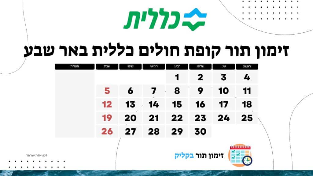 זימון תור קופת חולים כללית באר שבע