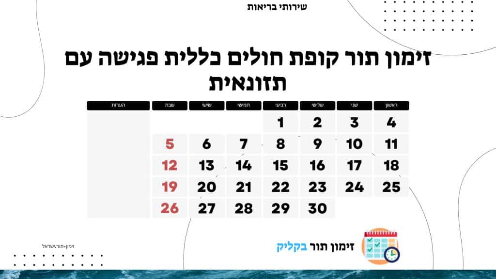 זימון תור קופת חולים כללית פגישה עם תזונאית